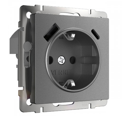 Розетка с заземлением, шторками и USB тип A+C Werkel W1171764 4690389194436 a063106