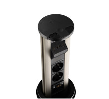 Блок розеток 12J (2 секции, USB type A+C + RJ45 + HDMI) беспроводная зарядка Mebax 00-00002597