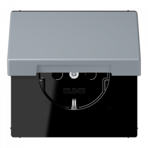 Розетка 2K+З с крышкой Jung LC1520BFKL257