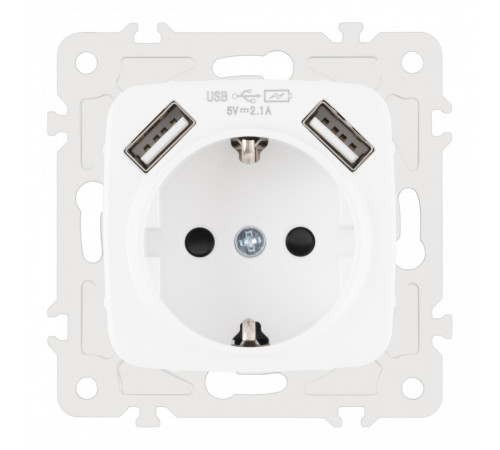 Розетка с заземлением, шторками + 2 USB Arte Milano 205.47-1.white Розетка с заземлением, шторками + 2 USB Arte Milano 205.47-1.white