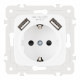 Розетка с заземлением, шторками + 2 USB Arte Milano 205.47-1.white