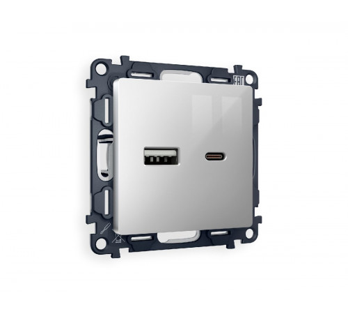 Комплект механизма розетки 2USB A+C 20W (быстрая зарядка) Ambrella Volt Alfa MA411010 Комплект механизма розетки 2USB A+C 20W (быстрая зарядка) Ambrella Volt Alfa MA411010
