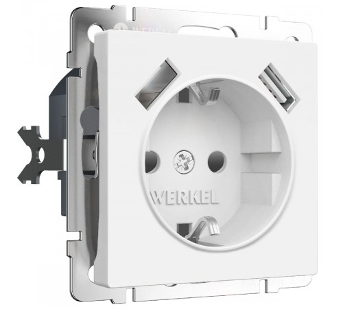 Розетка с заземлением, шторками и USBх2 Werkel 4690389191992 W1171561 a062406 Розетка с заземлением, шторками и USBх2 Werkel 4690389191992 W1171561 a062406
