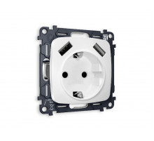 Комплект механизма розетки 2USB A+A 18W (быстрая зарядка) с/з Ambrella Volt Omega MO129010