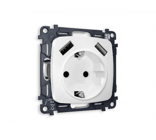 Комплект механизма розетки 2USB A+A 18W (быстрая зарядка) с/з Ambrella Volt Omega MO129010 Комплект механизма розетки 2USB A+A 18W (быстрая зарядка) с/з Ambrella Volt Omega MO129010