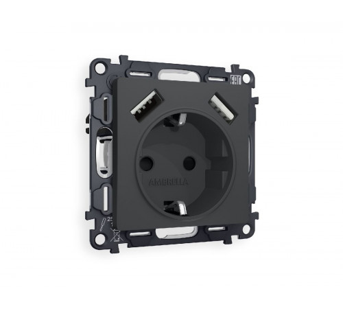 Комплект механизма розетки 2USB A+A 18W (быстрая зарядка) с/з Ambrella Volt Alfa MA909010 Комплект механизма розетки 2USB A+A 18W (быстрая зарядка) с/з Ambrella Volt Alfa MA909010