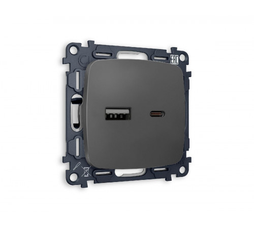 Комплект механизма розетки 2USB A+C 20W (быстрая зарядка) Ambrella Volt Omega MO911010 Комплект механизма розетки 2USB A+C 20W (быстрая зарядка) Ambrella Volt Omega MO911010