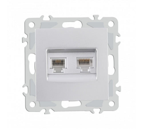 Розетка телефонная RJ11 + компьютерная RJ45 Arte Milano 206.44-1.silver Розетка телефонная RJ11 + компьютерная RJ45 Arte Milano 206.44-1.silver