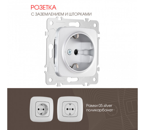 Розетка с заземлением и шторками Arte Milano 205.40-1.silver Розетка с заземлением и шторками Arte Milano 205.40-1.silver
