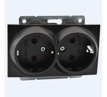 Розетка с заземлением двойная Mono Electric Despina-Larissa 16А 250В графит 500-002004-120