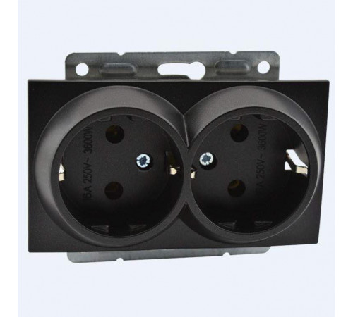 Розетка с заземлением двойная Mono Electric Despina-Larissa 16А 250В графит 500-002004-120 Розетка с заземлением двойная Mono Electric Despina-Larissa 16А 250В графит 500-002004-120