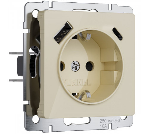 Розетка с заземлением, шторками и USB тип A+C Werkel 4690389197833 W1171743 a064131 Розетка с заземлением, шторками и USB тип A+C Werkel 4690389197833 W1171743 a064131