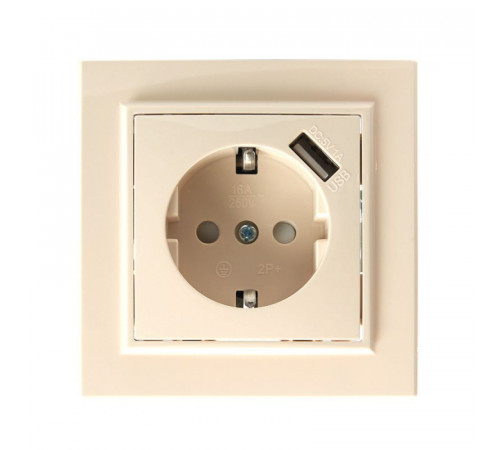 Розетка 1-местная Stekker PST16-9011-02 с защитной шторкой и с USB 39237 Розетка 1-местная Stekker PST16-9011-02 с защитной шторкой и с USB 39237