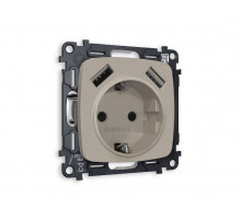 Комплект механизма розетки 2USB A+A 18W (быстрая зарядка) с/з Ambrella Volt Omega MO369010