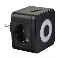 Разветвитель сетевой с выключателем Uniel S-GES2-16SBUC BLACK UL-00011246