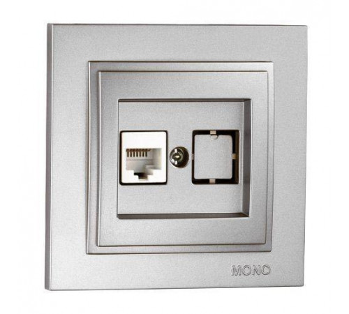 Розетка компьютерная Rj45 Cat6 Mono Electric Despina серебро 102-212105-125 Розетка компьютерная Rj45 Cat6 Mono Electric Despina серебро 102-212105-125