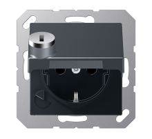 Розетка 2K+З с крышкой и замком Jung A1520BFKLSLANM