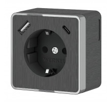 Розетка с заземлением, шторками и USB тип A+C Werkel Gallant W5071704 4690389179617 a057704