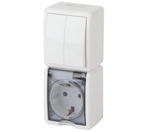Блок розетка-выключатель двухклавишный ЭРА Эксперт IP54 16A 250V 11-7408-01 Б0036006 Блок розетка-выключатель двухклавишный ЭРА Эксперт IP54 16A 250V 11-7408-01 Б0036006