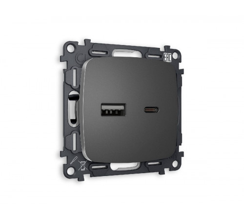 Комплект механизма розетки 2USB A+C 20W (быстрая зарядка) Ambrella Volt Omega MO661010 Комплект механизма розетки 2USB A+C 20W (быстрая зарядка) Ambrella Volt Omega MO661010