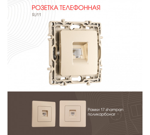 Розетка телефонная RJ11 Arte Milano 217.51-1.shampan Розетка телефонная RJ11 Arte Milano 217.51-1.shampan