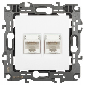Розетка компьютерная двойная RJ45 Эра 12-3108-01М Б0065686
