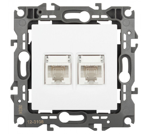 Розетка компьютерная двойная RJ45 Эра 12-3108-01М Б0065686 Розетка компьютерная двойная RJ45 Эра 12-3108-01М Б0065686