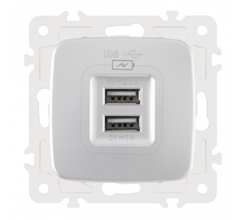 Розетка USB 2.1А+1А Arte Milano 205.46-1.silver Розетка USB 2.1А+1А Arte Milano 205.46-1.silver