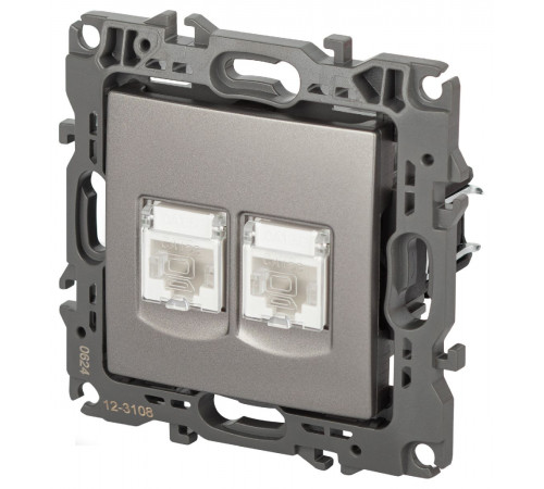 Розетка компьютерная двойная RJ45 Эра 12-3108-16 Б0065665 Розетка компьютерная двойная RJ45 Эра 12-3108-16 Б0065665