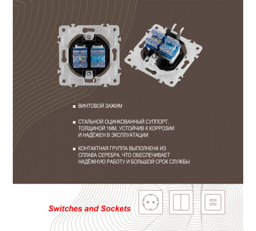 Розетка телефонная RJ11 + компьютерная RJ45 Arte Milano 202.44-1.shampan Розетка телефонная RJ11 + компьютерная RJ45 Arte Milano 202.44-1.shampan