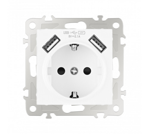 Розетка с заземлением, шторками + 2 USB Arte Milano 206.47-1.white Розетка с заземлением, шторками + 2 USB Arte Milano 206.47-1.white