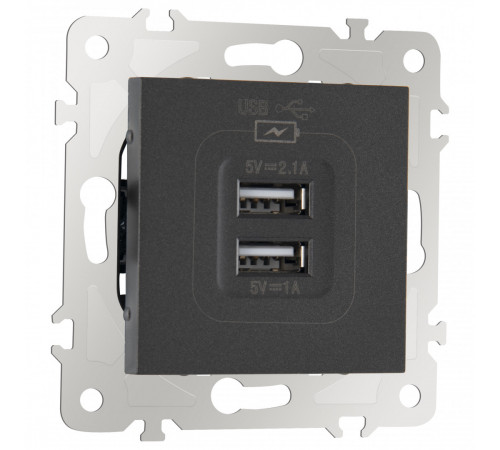Розетка USB 2.1А+1А Arte Milano 203.46-1.black Розетка USB 2.1А+1А Arte Milano 203.46-1.black