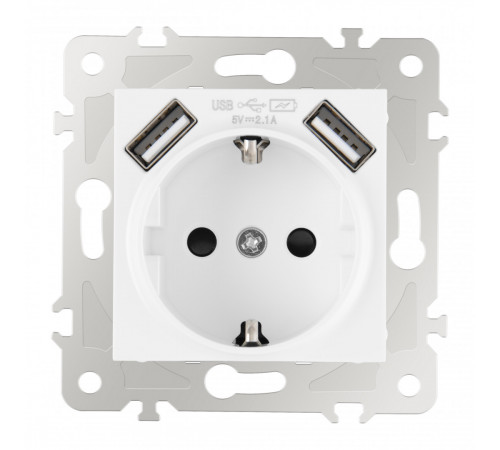 Розетка с заземлением, шторками + USB Arte Milano 203.47-1.white Розетка с заземлением, шторками + USB Arte Milano 203.47-1.white