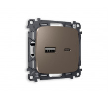 Комплект механизма розетки 2USB A+C 20W (быстрая зарядка) Ambrella Volt Omega MO641010