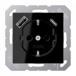 Розетка 2K+З USB Typ AC Jung A1520-15CASW