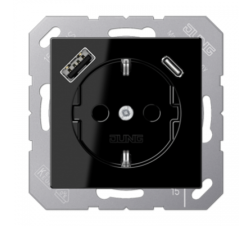 Розетка 2K+З USB Typ AC Jung A1520-15CASW Розетка 2K+З USB Typ AC Jung A1520-15CASW
