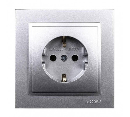 Розетка с заземлением Mono Electric Despina 16А 250В серебро 102-212121-117 Розетка с заземлением Mono Electric Despina 16А 250В серебро 102-212121-117