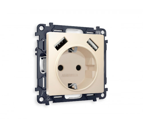 Комплект механизма розетки 2USB A+A 18W (быстрая зарядка) с/з Ambrella Volt Alfa MA329010