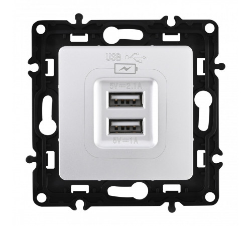 Розетка USB 2.1А+1А Arte Milano 217.46-1.silver Розетка USB 2.1А+1А Arte Milano 217.46-1.silver