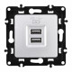 Розетка USB 2.1А+1А Arte Milano 217.46-1.silver