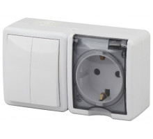 Блок розетка+выключатель двойной Эра 11-7402-01 Б0020735