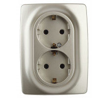 Розетка ЭРА 12 2x2P E Schuko со шторками 16A 250V 12-2108-04 Б0036445