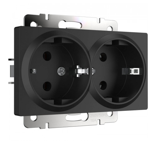Розетка Werkel двойная с заземлением черный матовый W1172008 4690389156922 Розетка Werkel двойная с заземлением черный матовый W1172008 4690389156922