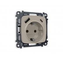 Комплект механизма розетки 2USB A+C 20W (быстрая зарядка) с/з Ambrella Volt Omega MO370010