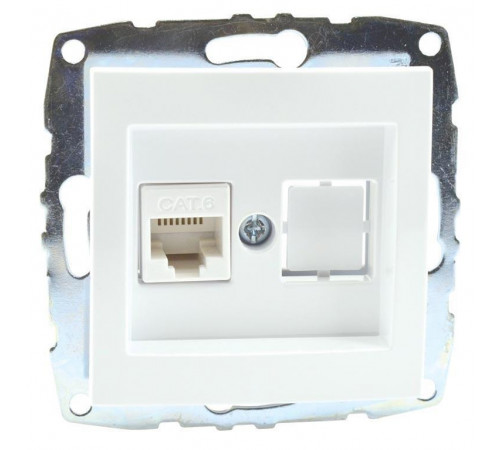 Розетка компьютерная Rj45 Cat6 Mono Electric Despina-Larissa белый 500-001905-125 Розетка компьютерная Rj45 Cat6 Mono Electric Despina-Larissa белый 500-001905-125