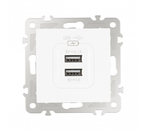Розетка USB 2.1А+1А Arte Milano 206.46-1.white Розетка USB 2.1А+1А Arte Milano 206.46-1.white