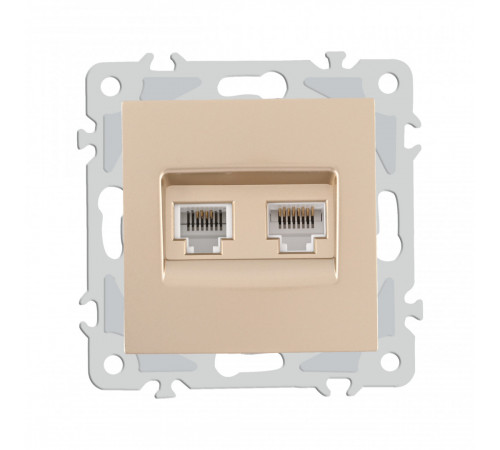 Розетка телефонная RJ11 + компьютерная RJ45 Arte Milano 206.44-1.shampan Розетка телефонная RJ11 + компьютерная RJ45 Arte Milano 206.44-1.shampan
