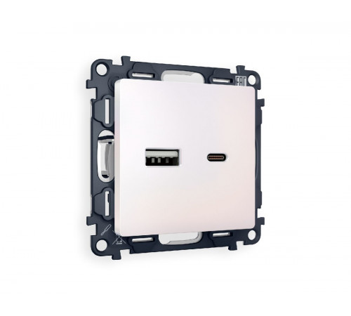 Комплект механизма розетки 2USB A+C 20W (быстрая зарядка) Ambrella Volt Alfa MA211010 Комплект механизма розетки 2USB A+C 20W (быстрая зарядка) Ambrella Volt Alfa MA211010