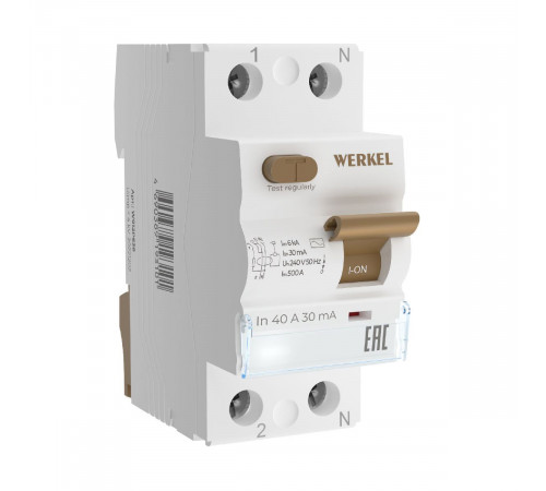 Устройство защитного отключения 1P+N 40 A 30 mА АС 6 kА Werkel W912P406 4690389193101 a062443 Устройство защитного отключения 1P+N 40 A 30 mА АС 6 kА Werkel W912P406 4690389193101 a062443