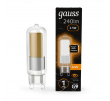 Лампа светодиодная Gauss G9 3.5W 3000K прозрачная 107809103